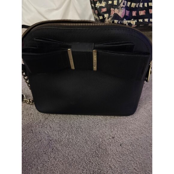 Betsey Johnson Set Of 2 Bags With Bow & Heart Detailing - Black & Patterned SEE - Picture 10 of 13